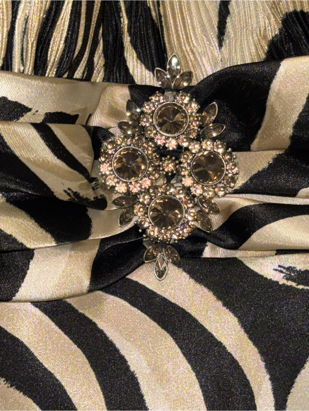 Vintage Cache Y2K Prom Black and Gold Halter Maxi Dress with Swirl Motif Size 2 - Picture 8 of 13